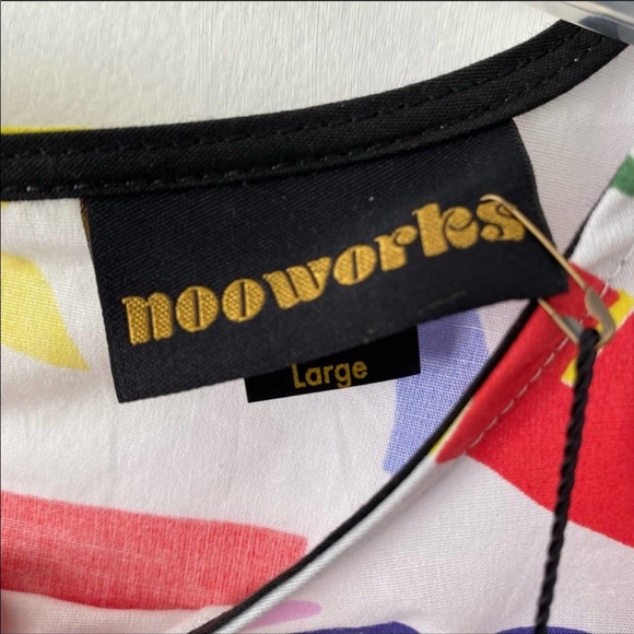 Nooworks Multicolor Abstract Print Ruffle Sleeve Blouse - White Base - Picture 5 of 10